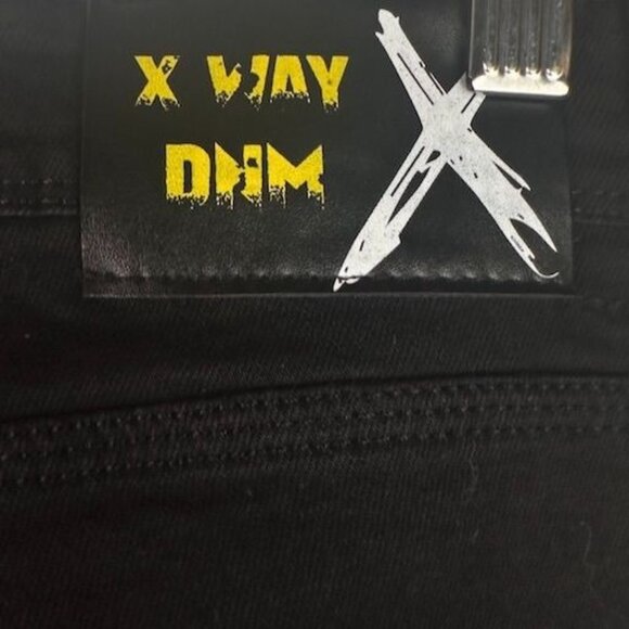 XWay Sernes Mens Graphic Denim Jeans Black & Yellow Size 32 MOD: 6104 Y2K VTG - Picture 7 of 12